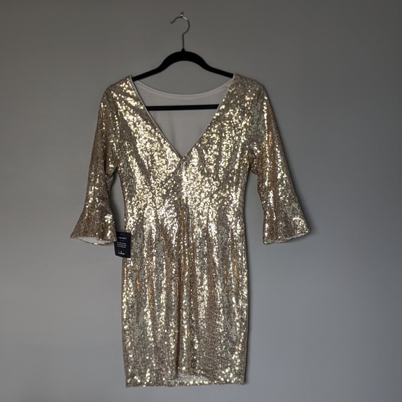 Lulu's gold shimmer sequin mini dress | Size medium (fits small!) โจ - Picture 2 of 16